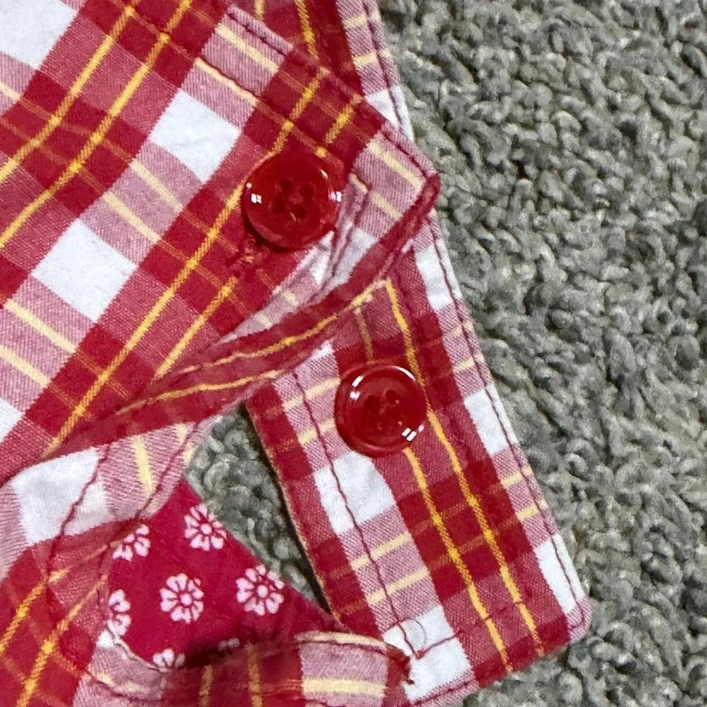 Vintage Gymboree Girls Large 4-5 Red Plaid Apple Jumper Dress Cottagecore